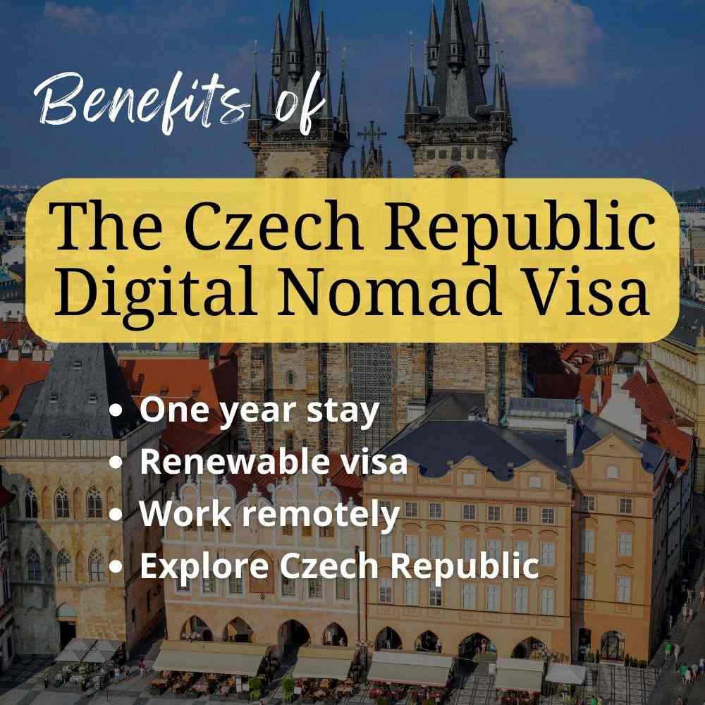 Image text showing benefits of The Czech Republic Digital Nomad Visa
