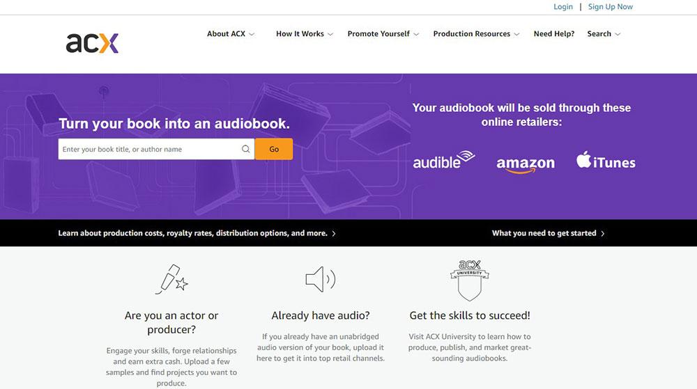 Screenshot of acx homepage