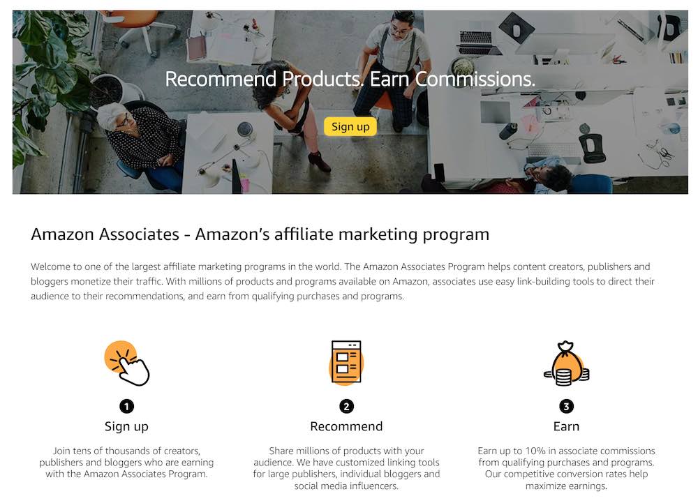 amazon associates affiliate program homepage