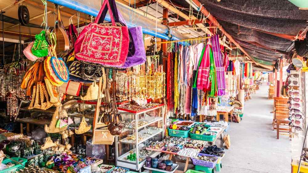 handmade crafts and bags for sale in the market