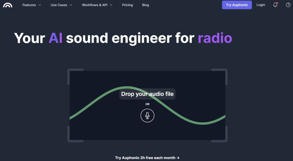 screenshot of Auphonic website