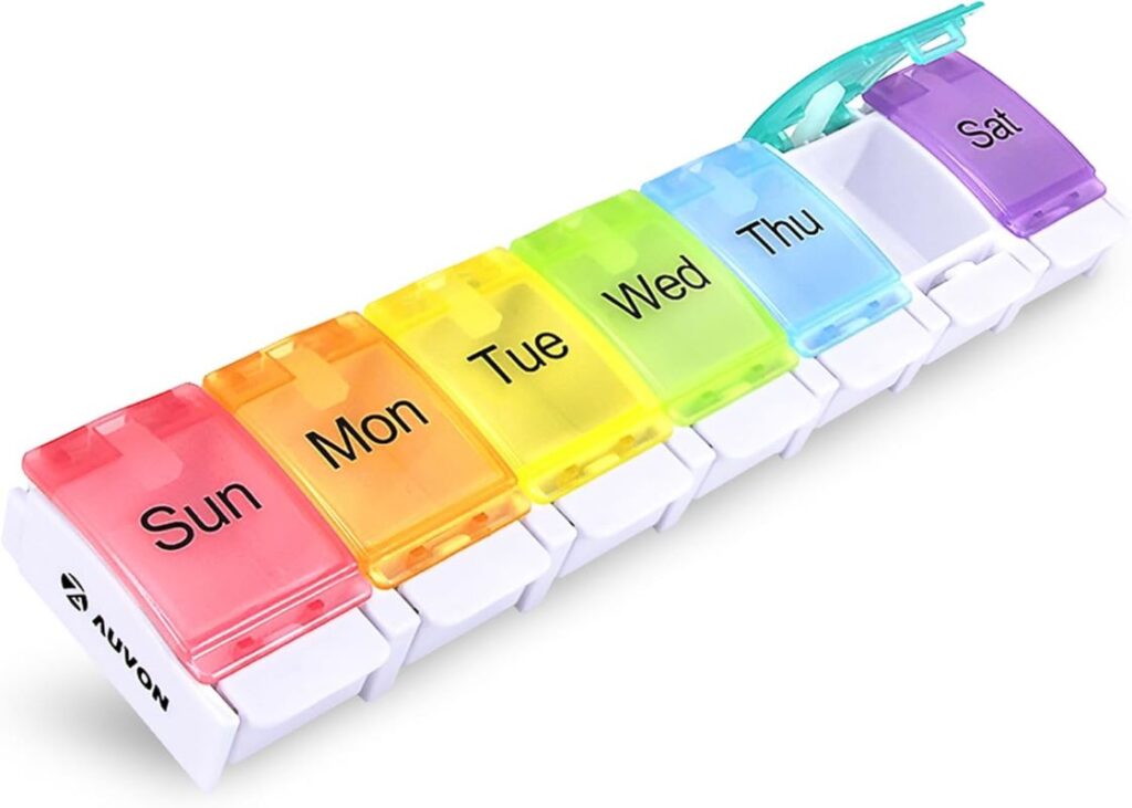 colorful AUVON Weekly Pill Organizer