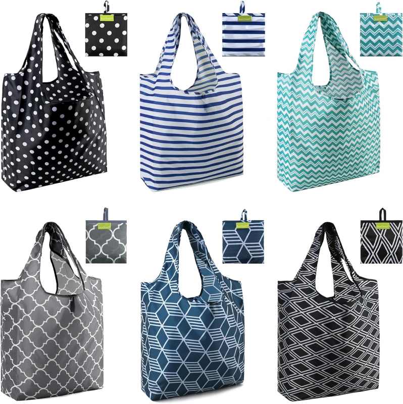 different prints of reusable shopping bag - best travel accessories