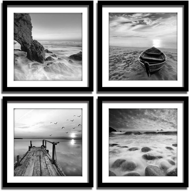 black and white ocean image picture frame