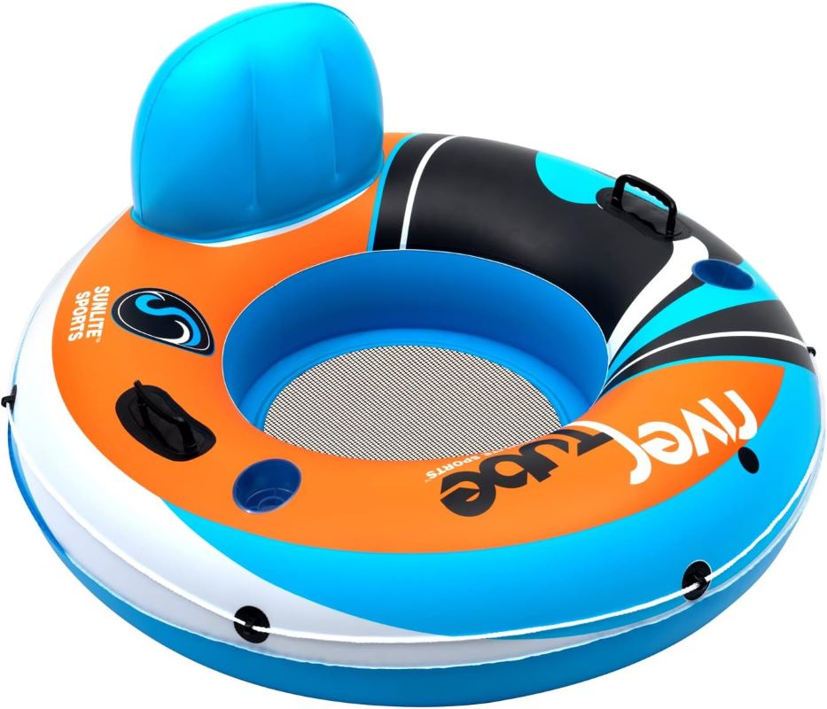 Blue orange inflatable pool float