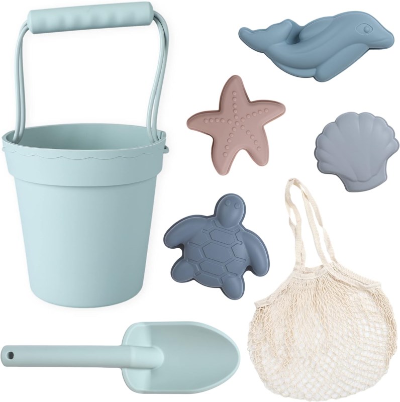 bucket and spade set, turtle, whale, starfish and shell