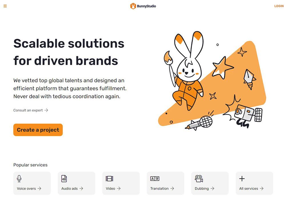 Screenshot of Bunnystudio homepage