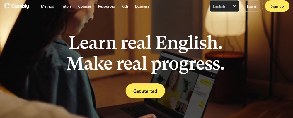 screenshot of cambly landing page
