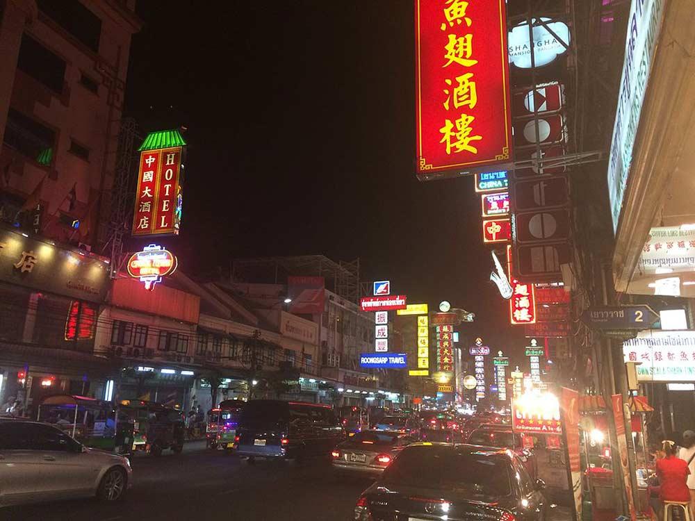 chinatown in bangkok during night time