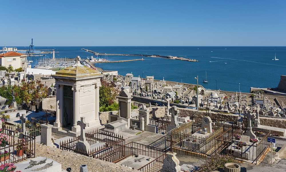 cemetery in front of the ocean