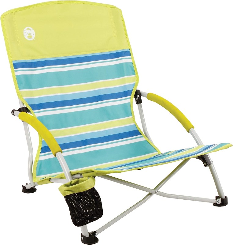 yellow green folding beach chair