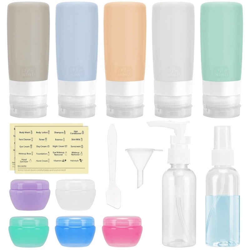 colorful toiletry bottles