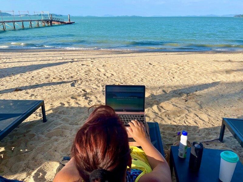 digital nomad - image of me working on the beach