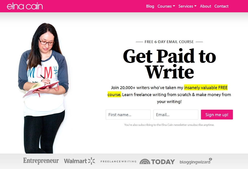 Screenshot of Elna Cain Website