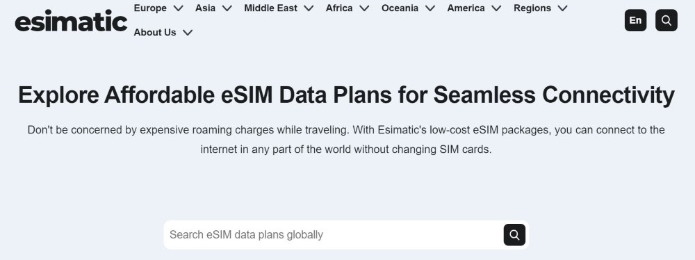 screenshot of Esimatic website