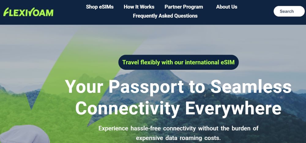 screenshot of Flexiroam website - Best eSim for Nomads