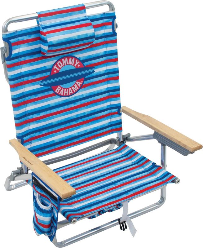 stripe beach chair with pocket on the side