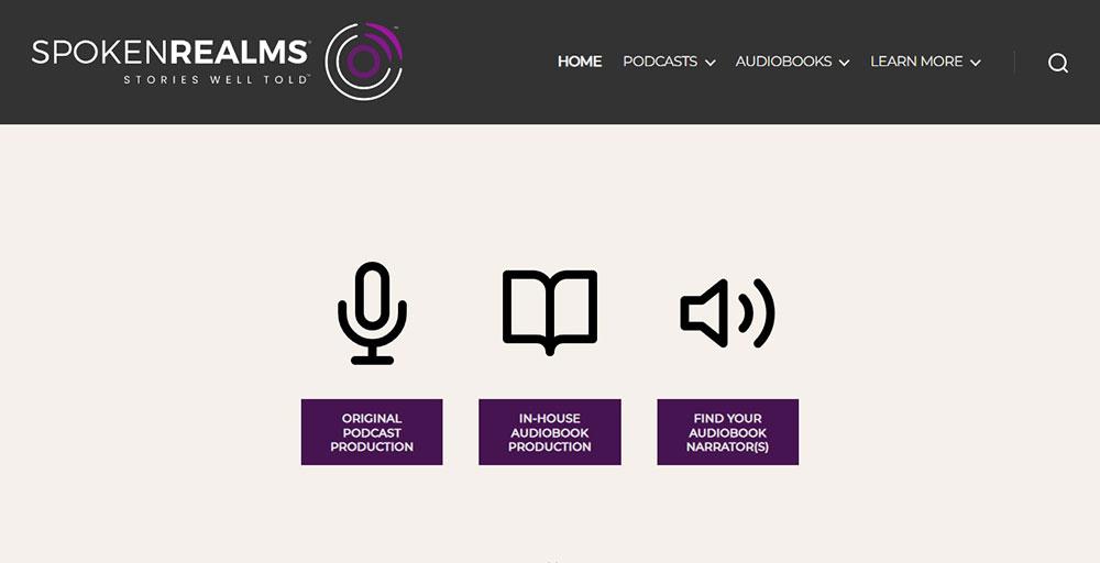 Screenshot of spoken realms homepage