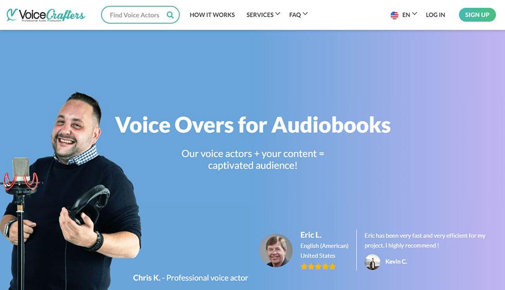 Screenshot of voice crafters homepage