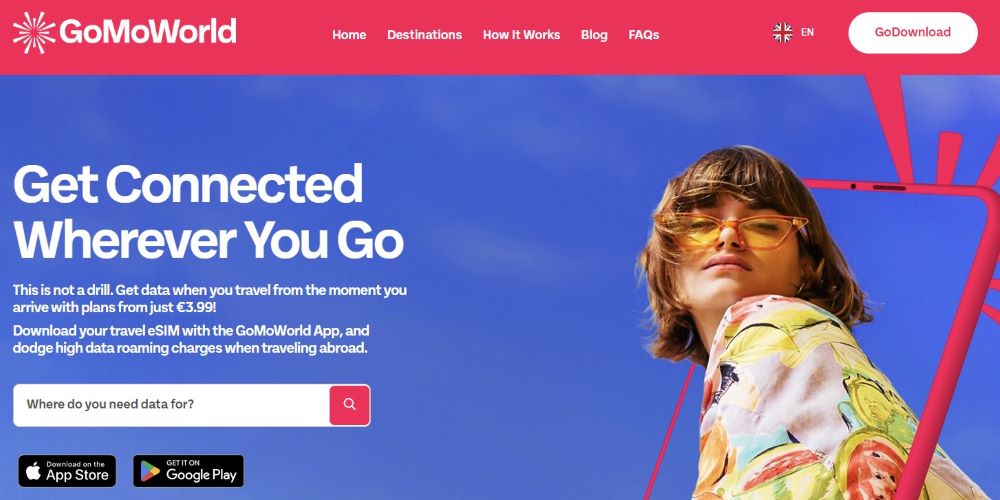 screenshot of GoMo World website