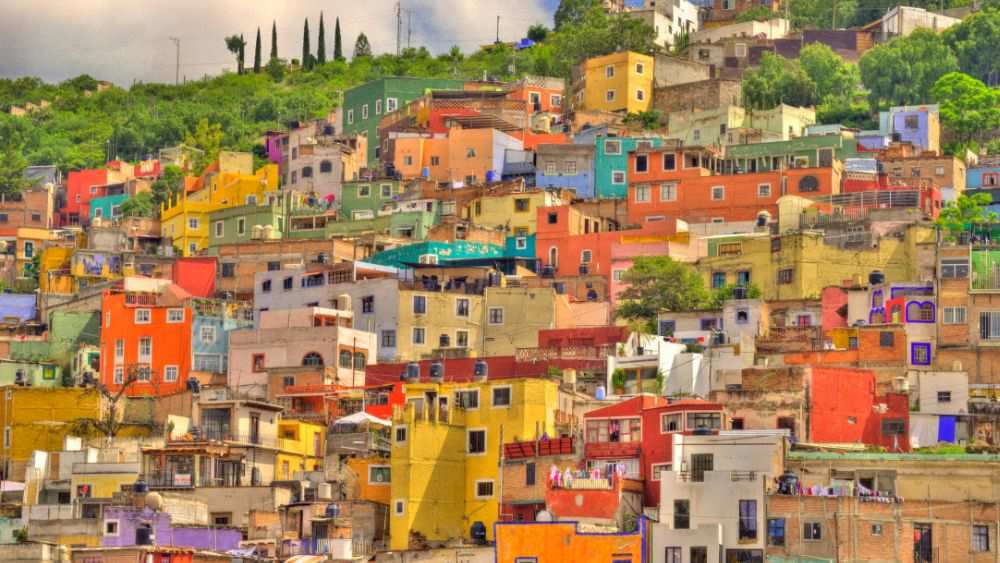 colorful houses on top of the mountain