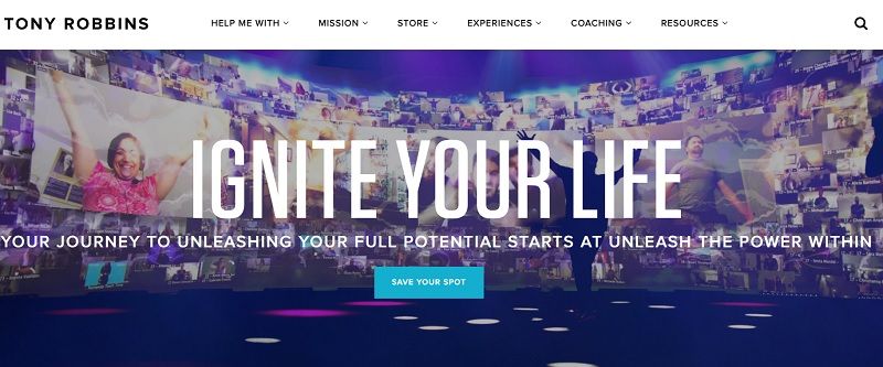 Ignite Your Life by Tony Robbins Main Landing page