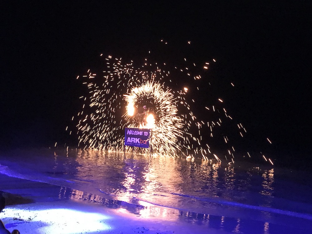 circular fireworks in the beach