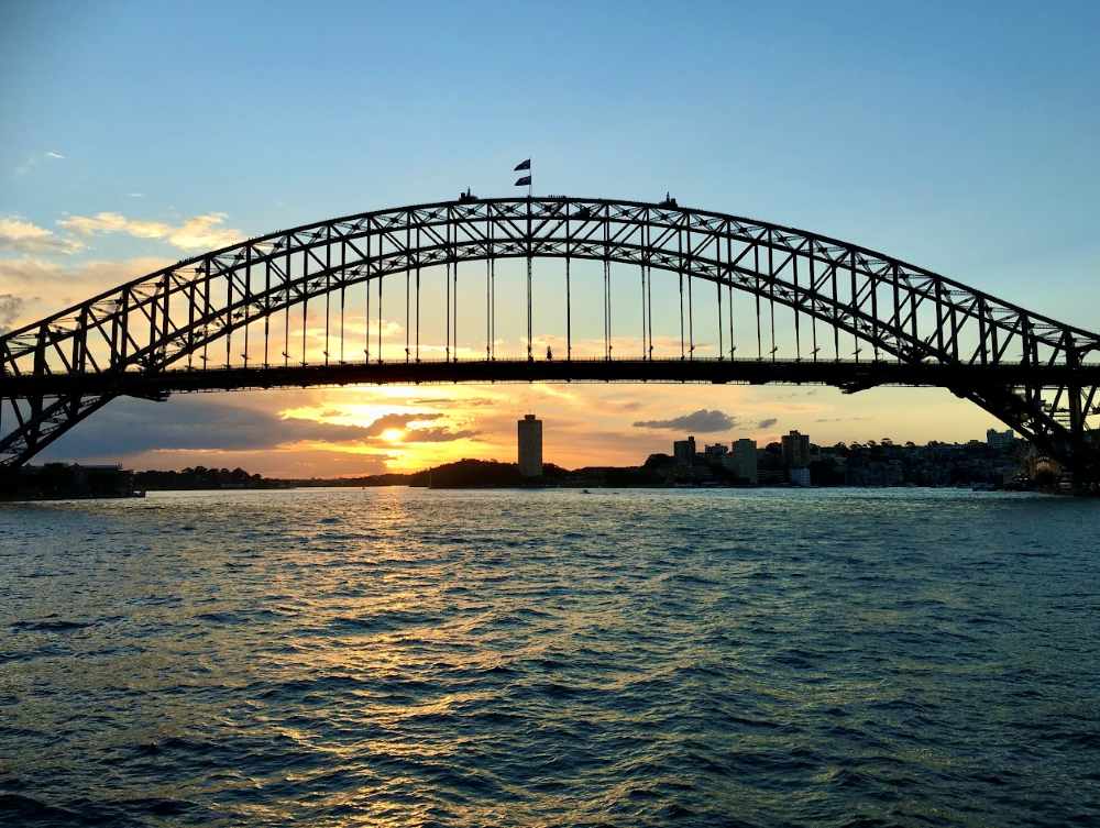sunset showing accross the bridge