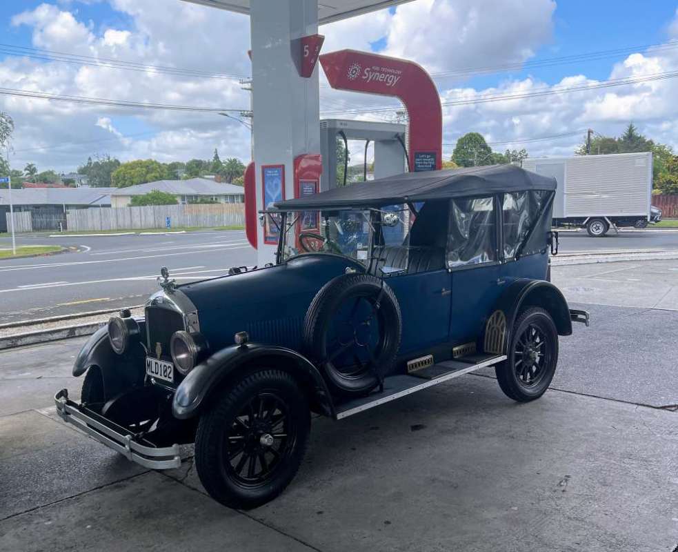 blue vintage car