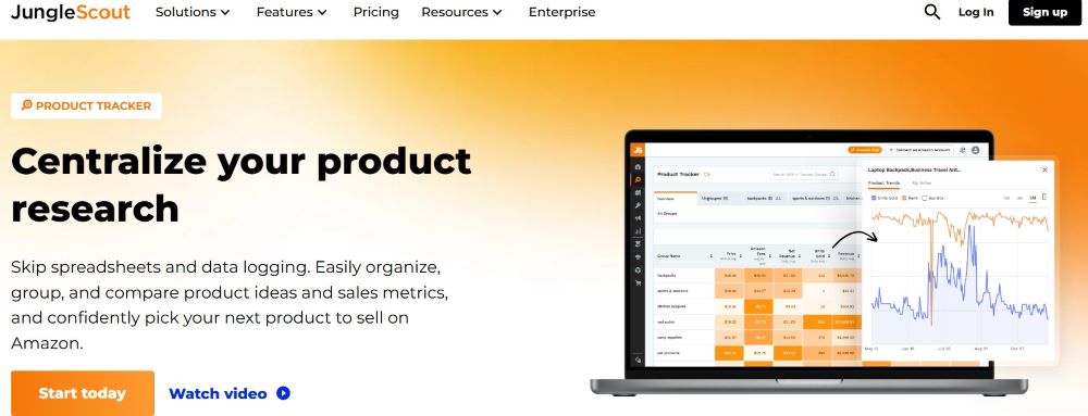 Screenshot of jungle scout homepage