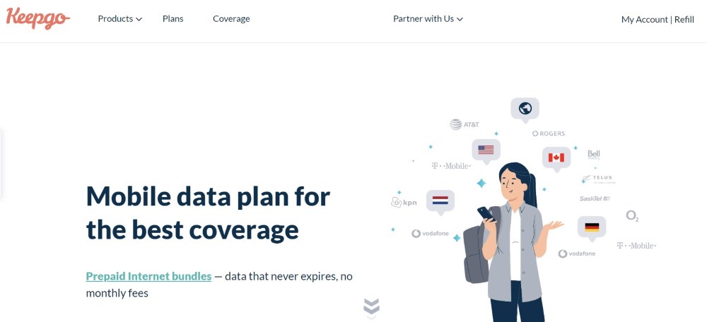 screenshot of Keepgo website - Best eSim for Nomads