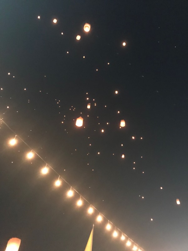 lighted lantern in the sky