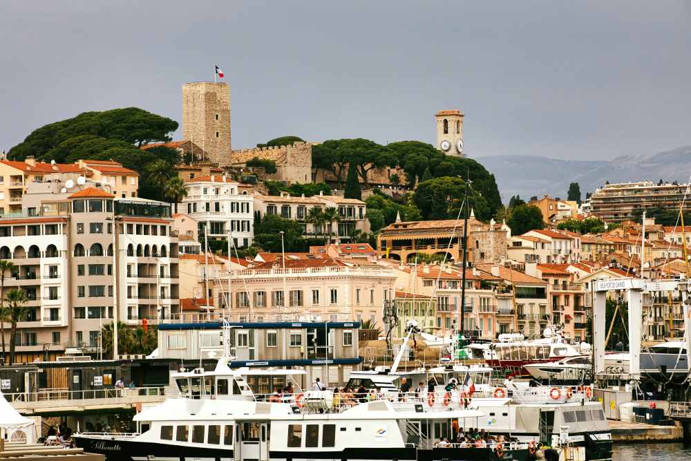 harbor filled with boats and buildings and houses on the back