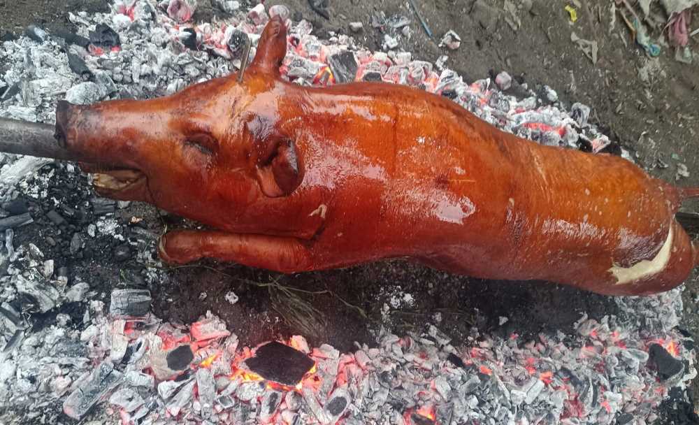 pig roasted in charcoal- philippines vs thailand