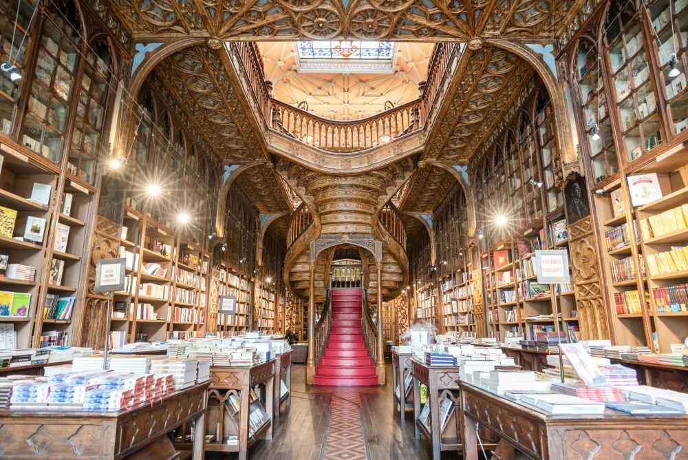 The most beautiful bookshop is located in Porto, Portugal.

