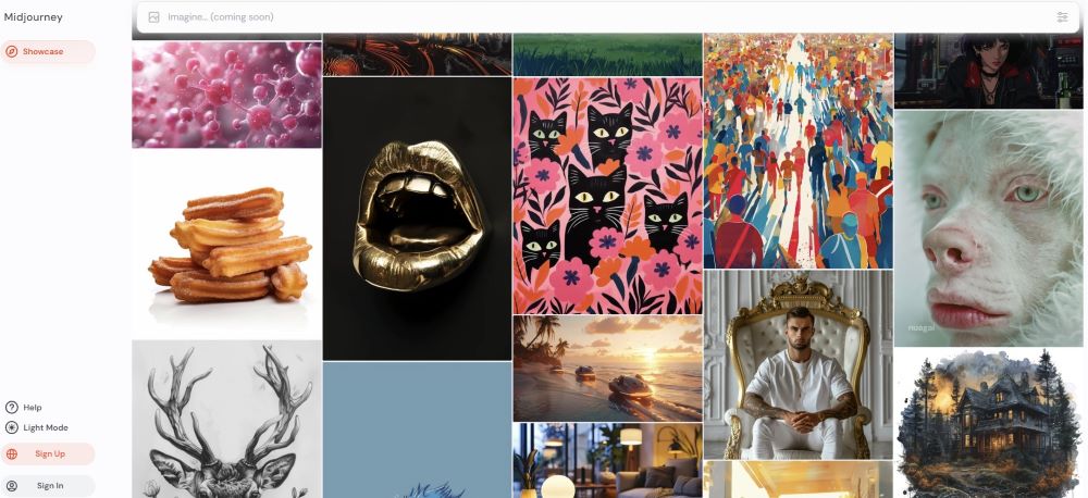 screenshot of Midjourney sample AI generated images