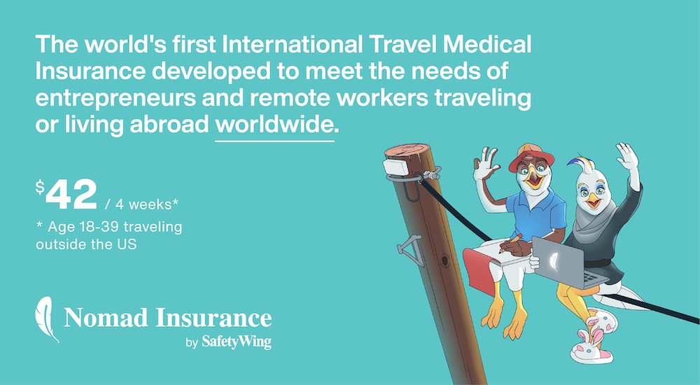 screenshot of safetywing travel insurance price plan
