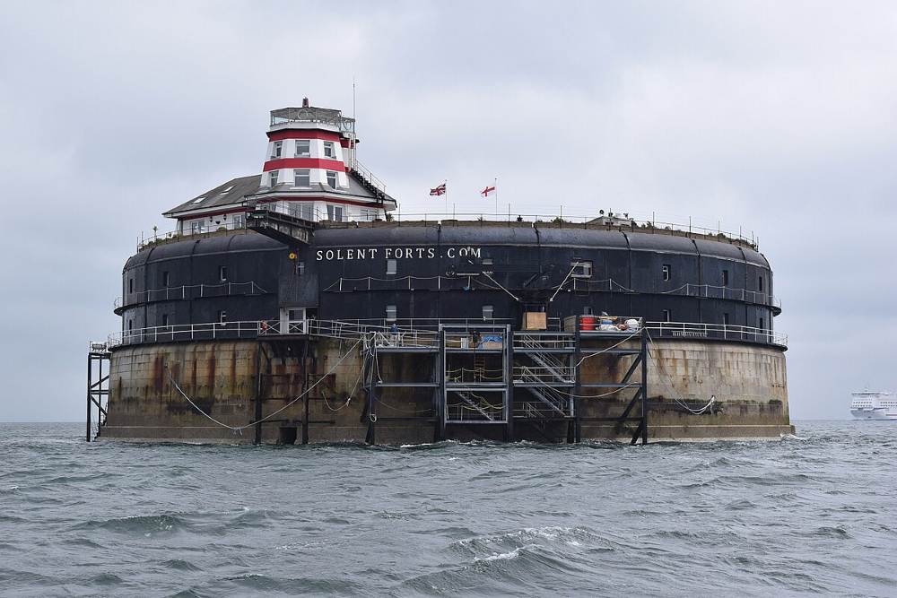 man-made fort in the middle of the ocean
