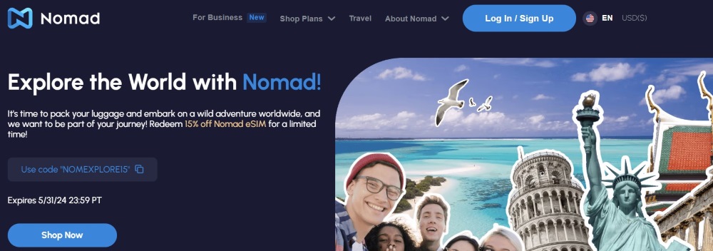 screenshot of Nomad website