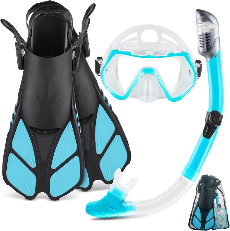 ocean blue snorkeling set to a beginner
