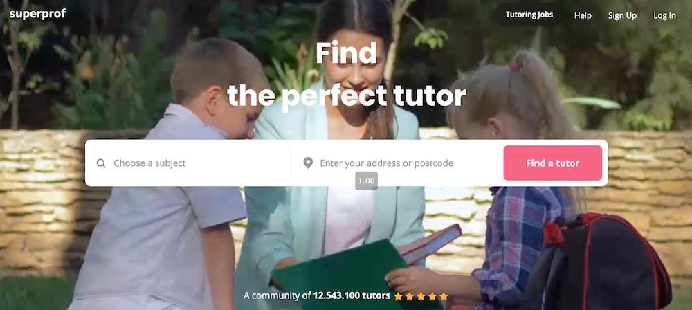 Screenshot of superprof website an Online Tutoring