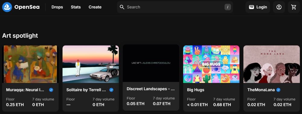screenshot of OpenSea Homepage