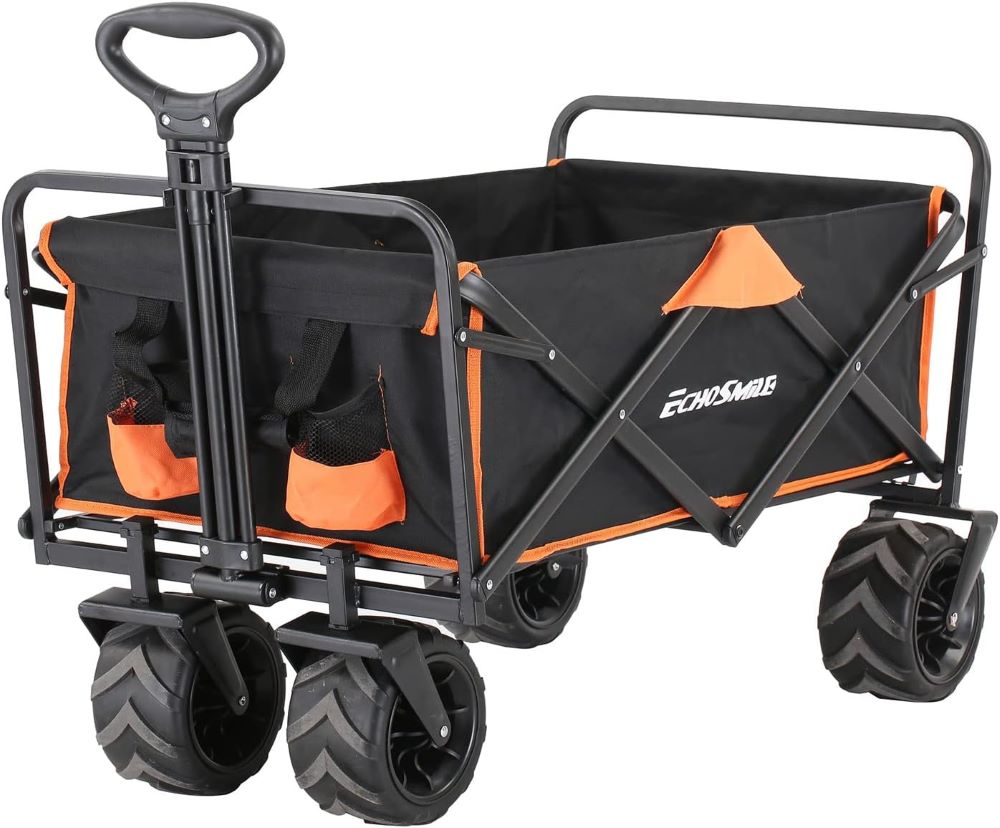 orange black folding beach wagon