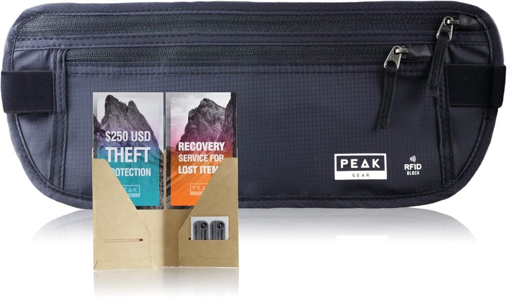 blue black Peak Gear Travel Money Belt
