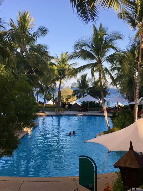 pool surrounded by coconut trees -philippines vs thailand