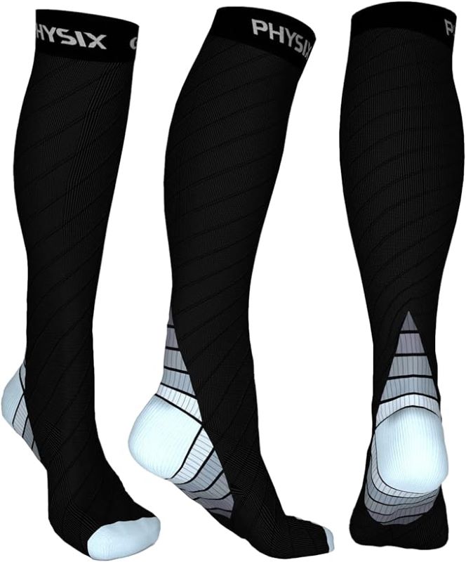 black and white  Physix Gear Compression socks