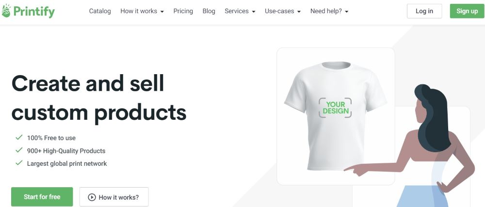 screenshot of Printify homepage