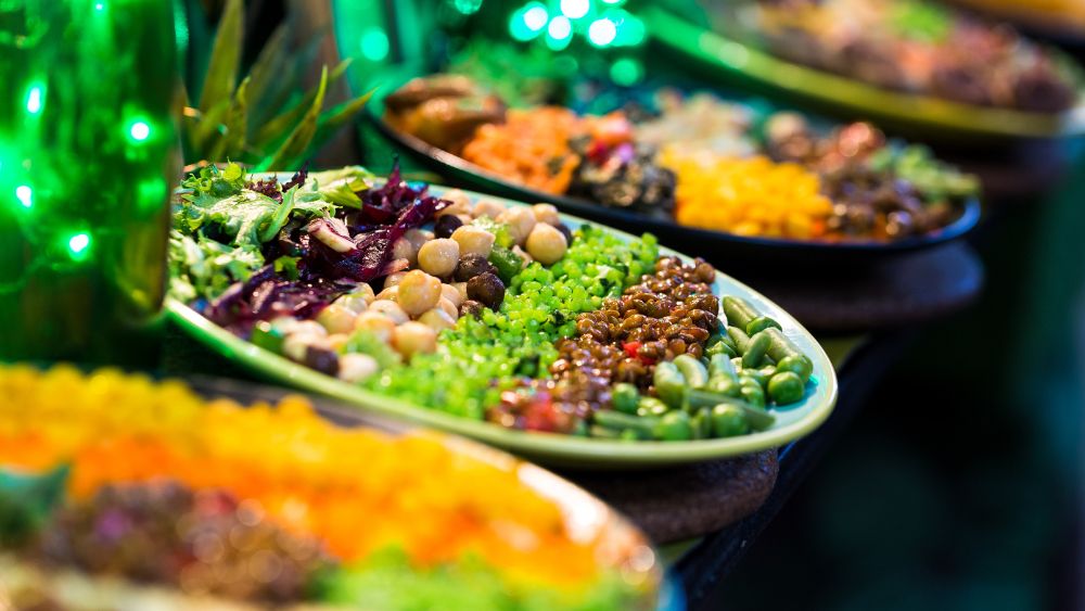 different kinds of veggies in a plate