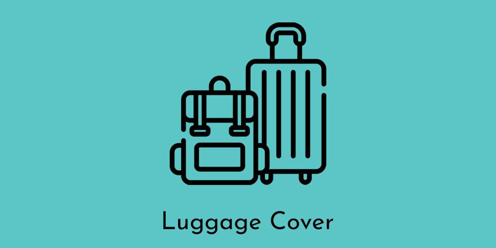 Cartoon image of backpack and laguage represent luggage cover for insurance