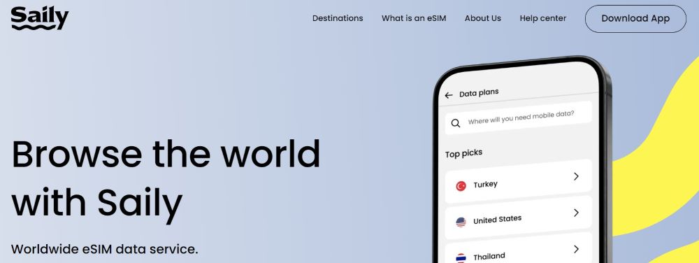 screenshot of Saily website
